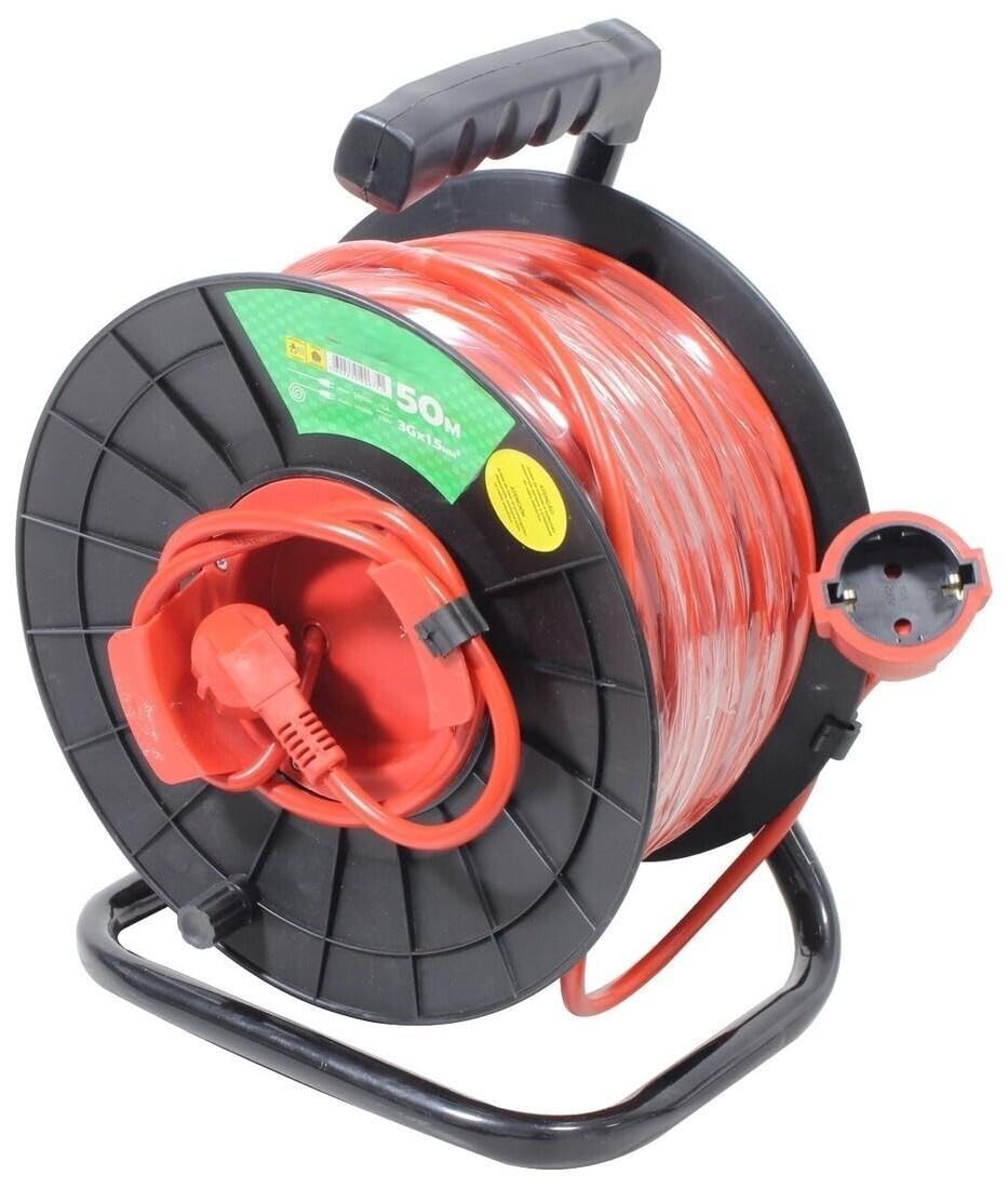 Enrollacables exteriores 50m, 3x1,5mm, material madera; ideal para organizar cables y mantener el espacio ordenado.