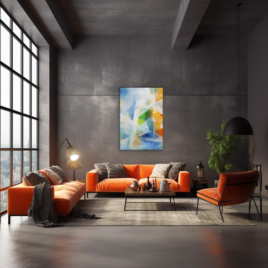 Canvas for Living room. Exploring the Vibrant Dance of Color and Shape in Abstract Digital Artistry, 27 x 18 inch Canvas Wall Art - Ready to Hang - 69x46 cm (27x18 inch)