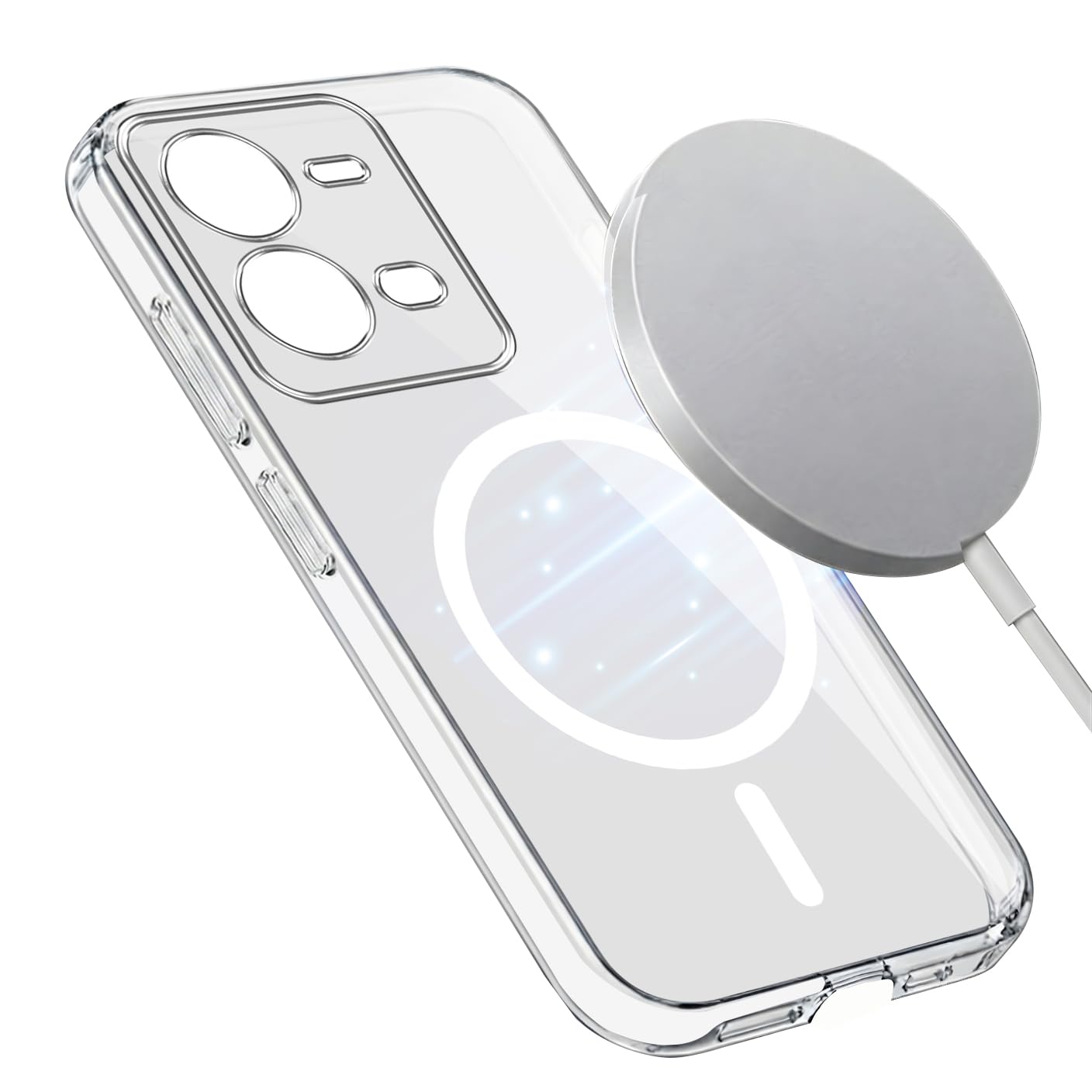 Jkobi Lifetime Anti-Yellow MagSafe Compatible Clear Back Cover Case for Vivo V25 5G (Sleek Hard Crystal | Shockproof and Camera Protection)-image-21