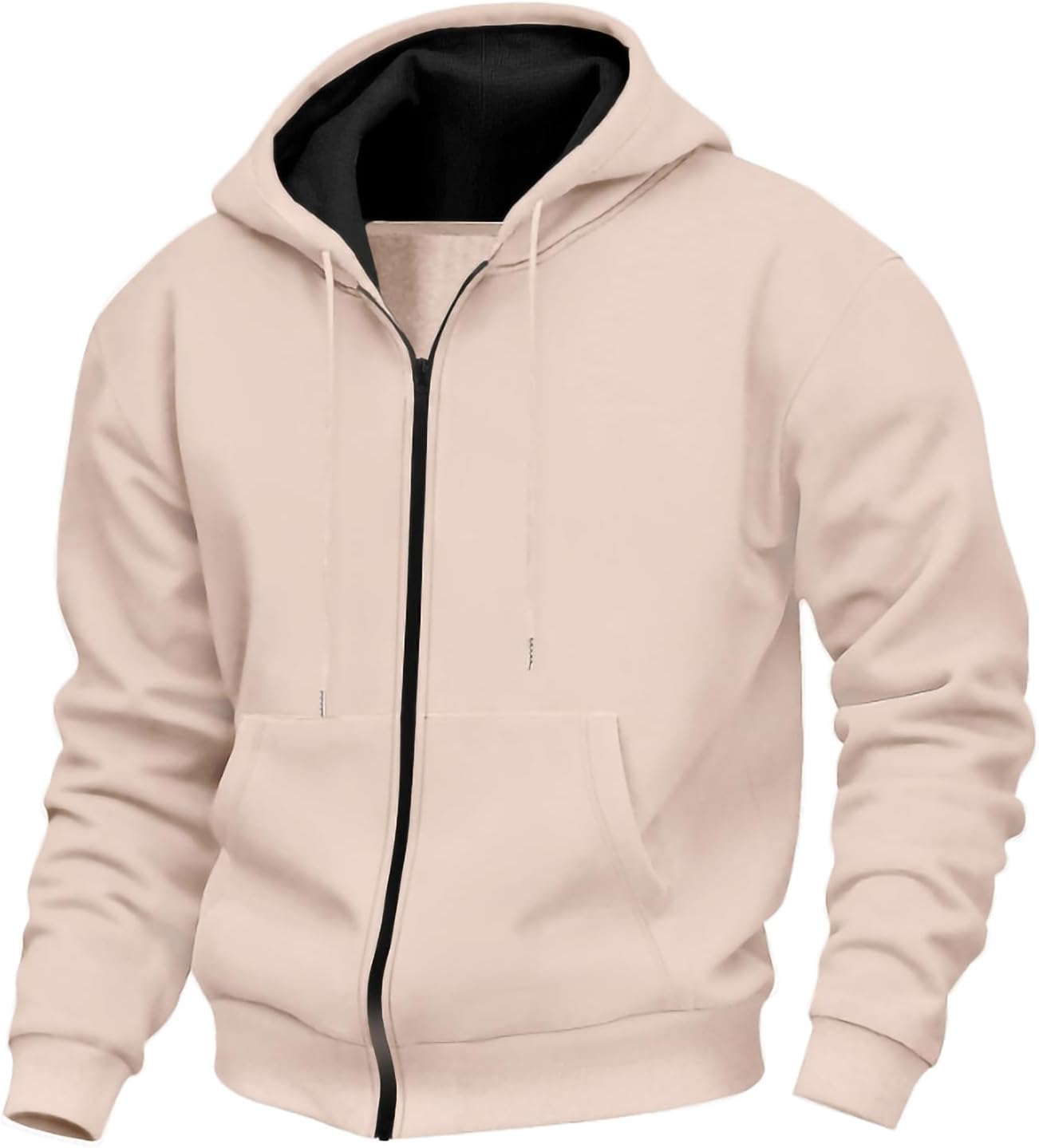 Full Zip Mens Hoodies Big and Tall Long Sleeve Fall Warm Comfy Casual Weekend Relaxed Wear Sweatshirt