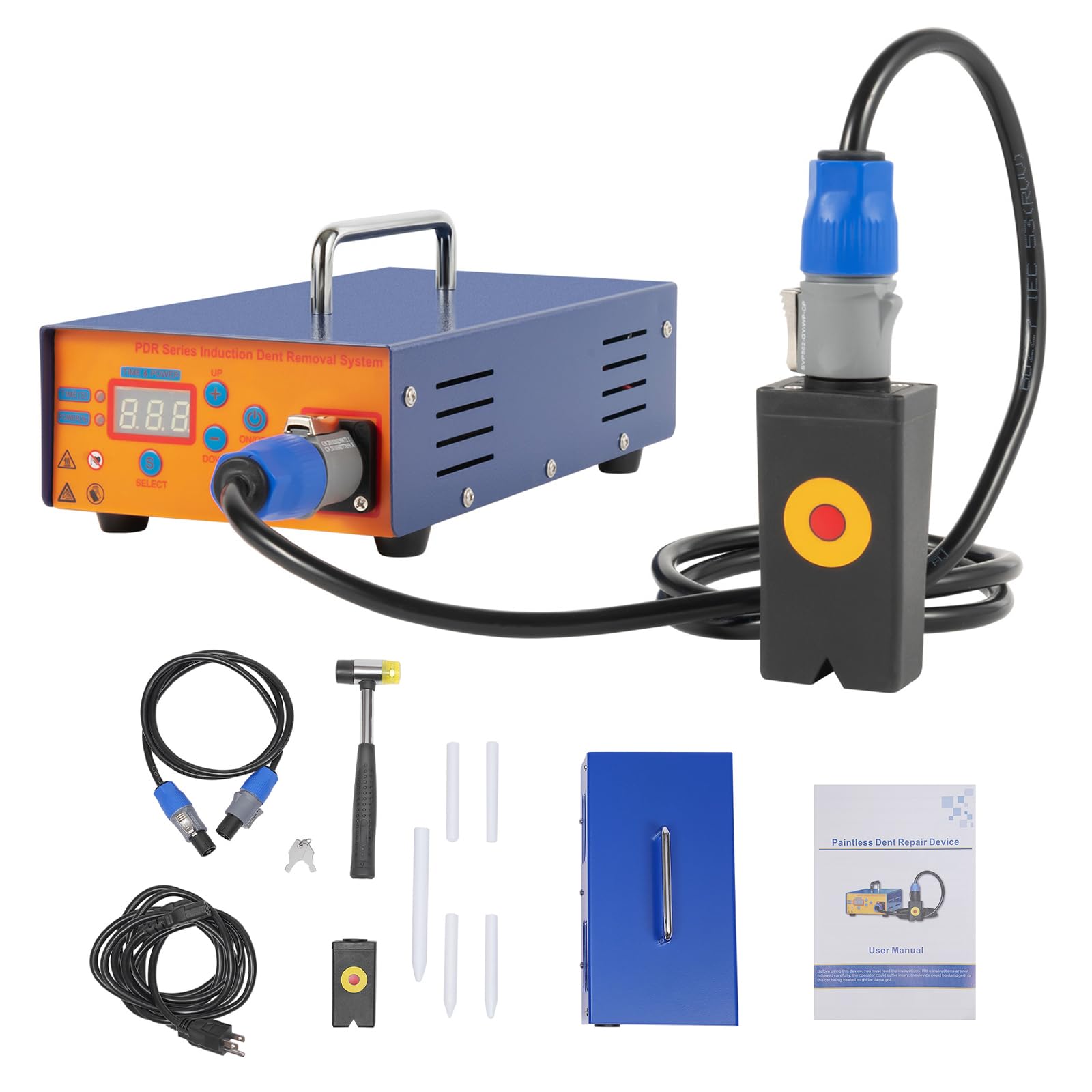 Car Paintless Dent Box Repair, 1380W Smart Inductor Heater Suitcase Tool Magnetic Induction Pro PDR Induction Heater Machine with Digital Screen Dent Remover Tool for Car, Auto Repair Shops