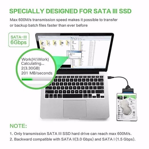 Cable SATA a USB 3.0, Adaptador para Disco Duro SSD 2.5 Pulgadas miniatura 6