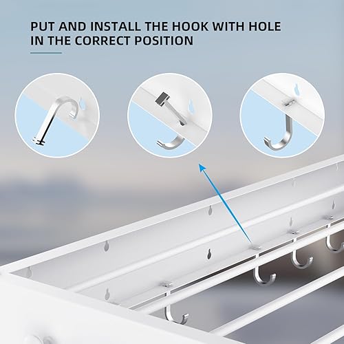 Miniatura 3 de Estante de Secado de Ropa,Estante de Secado de Ropa Montado en la Pared,Estante de Secado de Lavandería Montado en la