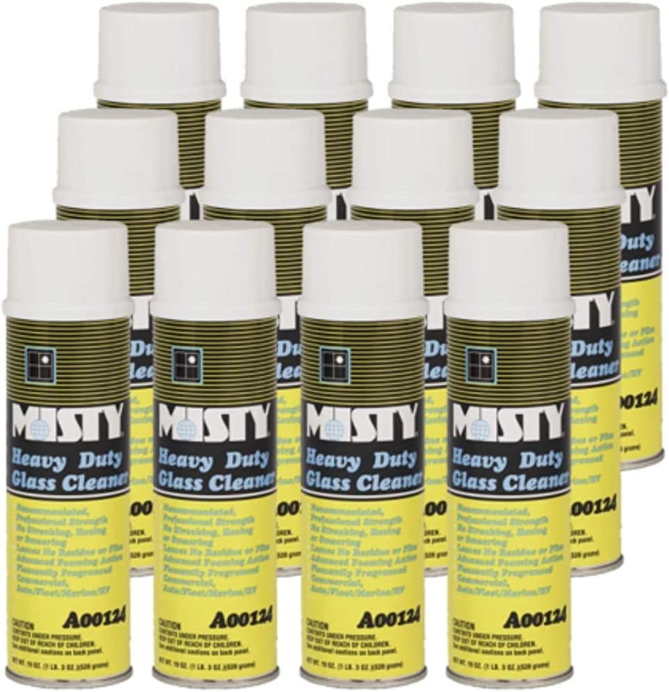 MISTY 1001482 Heavy Duty Glass Cleaner, Lemon Scent (Pack of 12