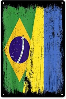 Ukraine Brazil Roots Ukrainian Flag Proud Brazilian Heritage Tin Sign Decor for Home, Chicken Coop, Farm, and Garden 8 x 12 Inch