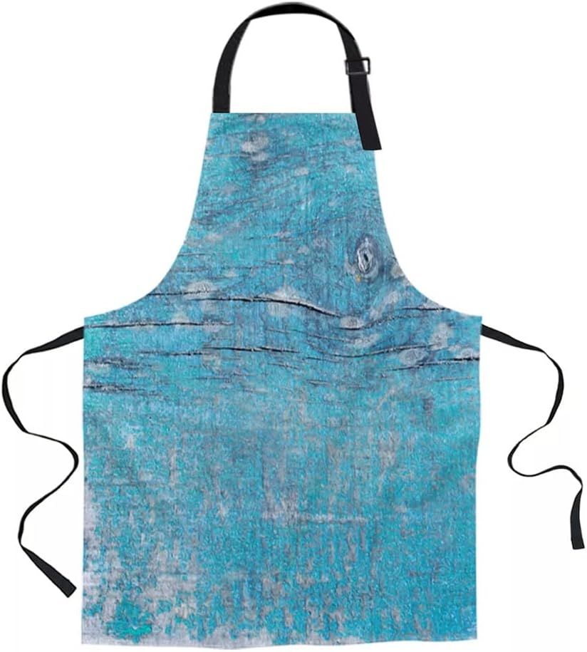 Vintage Wood Texture Printed Kitchen Cooking Baking Aprons Canvas Sleeveless for Women Man Kids Home