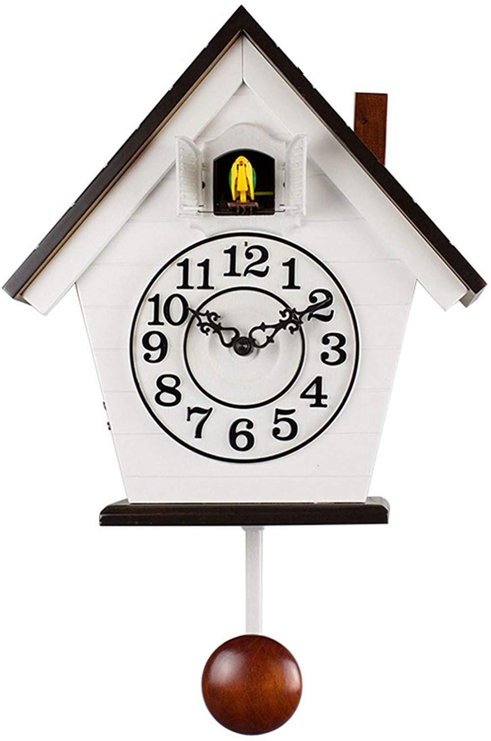 qiuqiuCuckoo clock - white bird house, minimalist modern design, cuckoo clock with timed alarm clock,-B