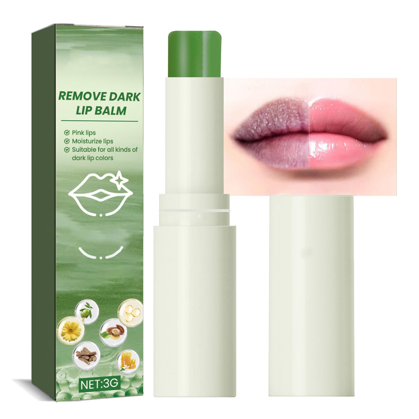 Lip Lightening For Dark Lips, Lip Balm Lips Pink Bleaching Cream Balm,Moisturizing Lip Balm Whitening & Brightening, Remove Dark Lips 3G (A)