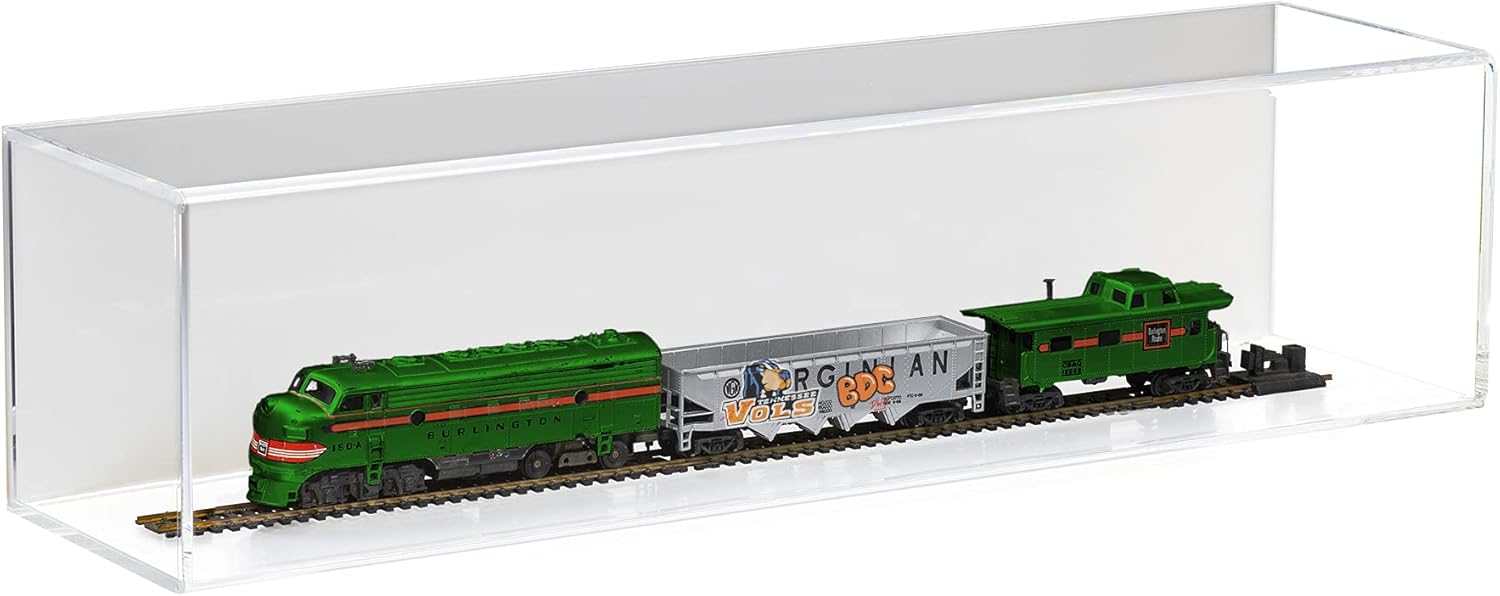 Acrylic Versatile Display Case w/Sliding Back - Rectangle Box with Clear Case, White Back Horizontal Wall Mount 6 x 6 x 24 (A086/D05)