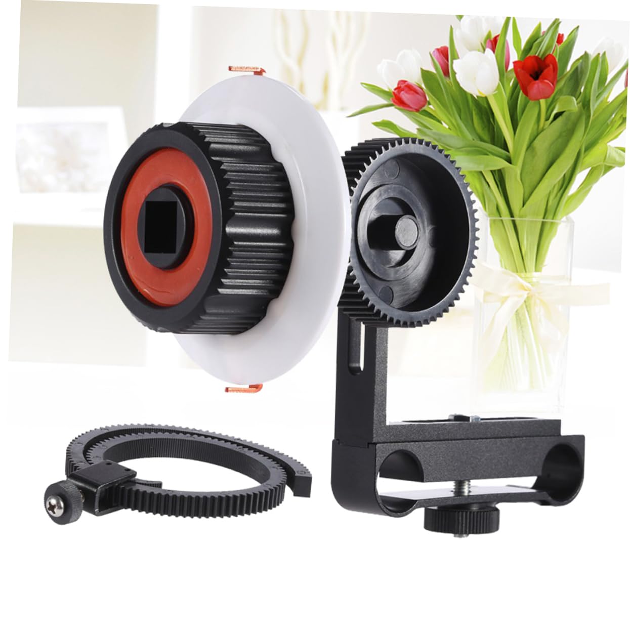 BRIGHTFUFU Follow Focus Ilcd Camera Accessory Camera Focus Adjustment Camera Gear for Professional Use High Strength Camera Accessory Convenient Camera Assembly Black Camera Gear