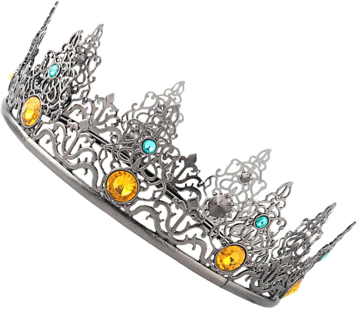 Men’s Antique Gold Alloy Royal Baroque Full round Hair Circlet for Birthday Party and Performance Accessories