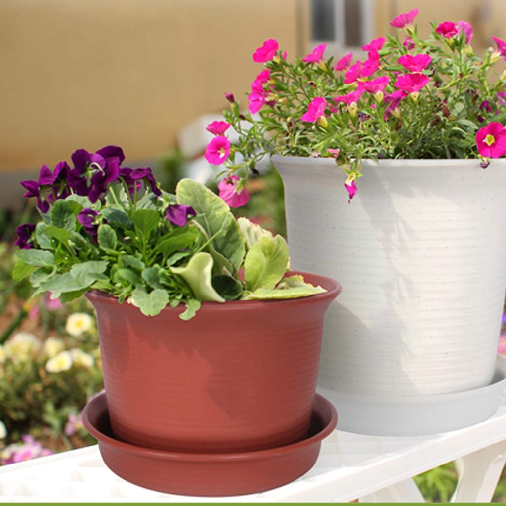 Pflanzenuntersetzer-Tropfschalen runder Kunststoff-Blumentopf-Untersetzer-Blumentopf-Set for Indoor Outdoor Garden (Color : White B)