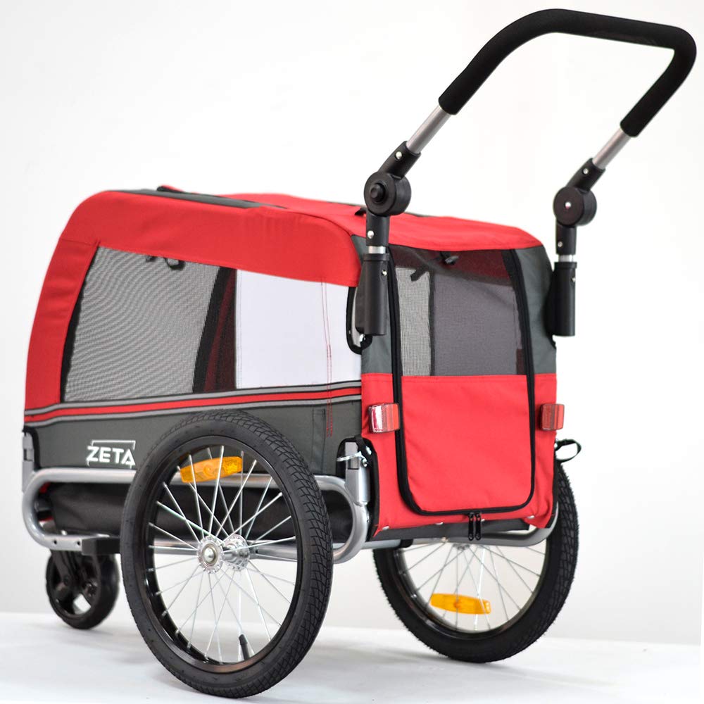 PAPILIOSHOP Zeta - Remolque para el transporte en bicicleta de tu perro, cochecito para mascotas en 3 tallas (S-rojo)
