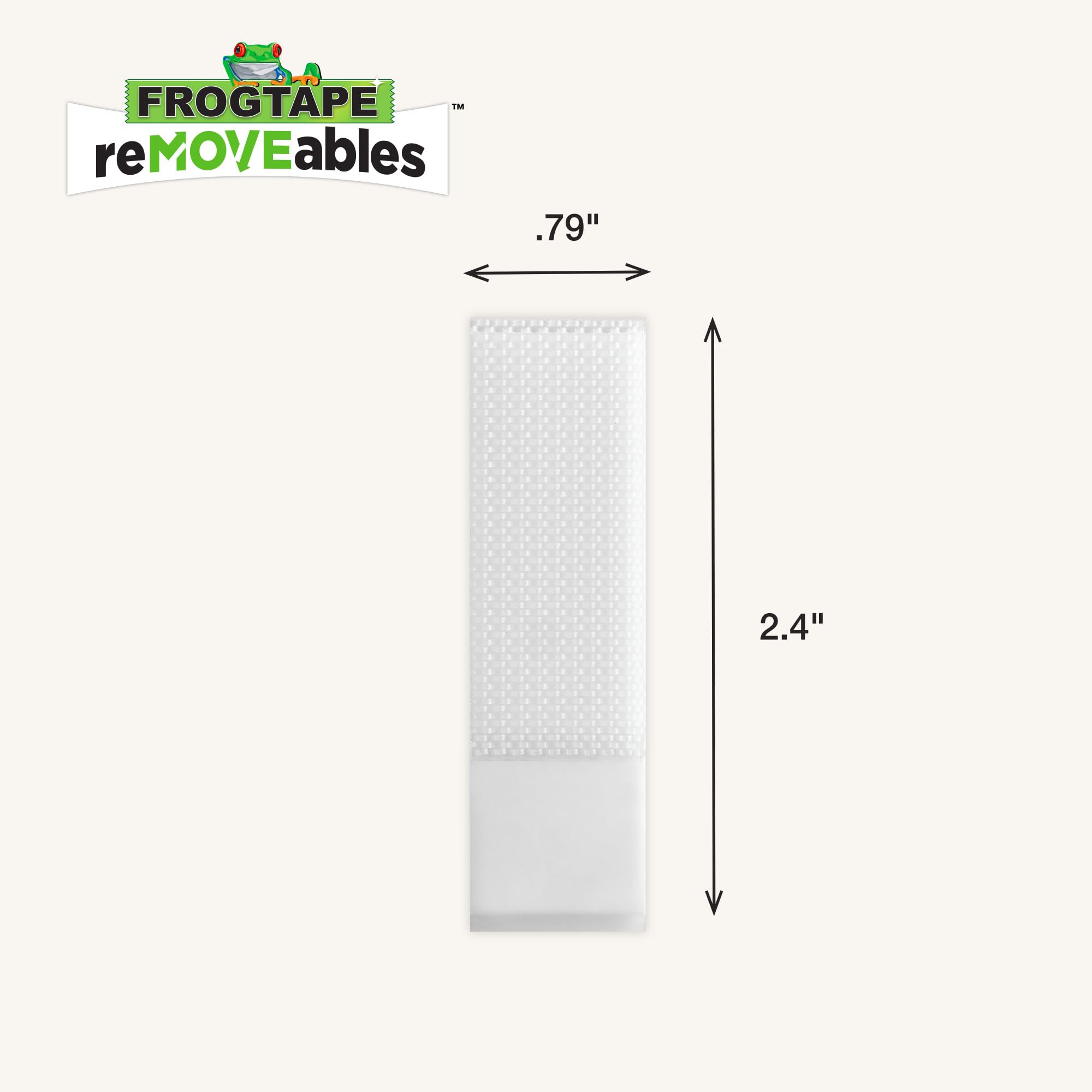 FrogTape reMOVEables - Tiras medianas para colgar cuadros, tiras adhesivas extraíbles sin daños, ganchos de fotos, montaje en pared para marcos, lienzo, decoración del hogar, blanco, 72 pares (144