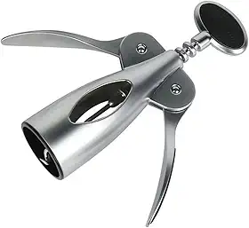 Saca-Rolhas Profissional em Metal Zinco, de Luxuo, Abridor de Vinho com Alavanca, Acabamento Cromado, Abridor de bebidas, Cheff Master