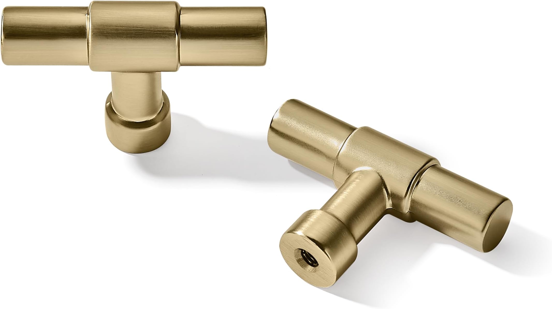 10 Pack Cabinet Knobs - Brushed Brass, 2 Inch(51mm) Heavy Duty Zinc Drawer Pulls for Kitchen & Dresser Drawers