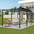 Domi 11x16FT Outdoor Pergola Canopy with Retractable Sun Shade, Weather-Resistant Aluminum Frame for Patio, Backyard, Deck, Garden, BBQ, and Gatherings
