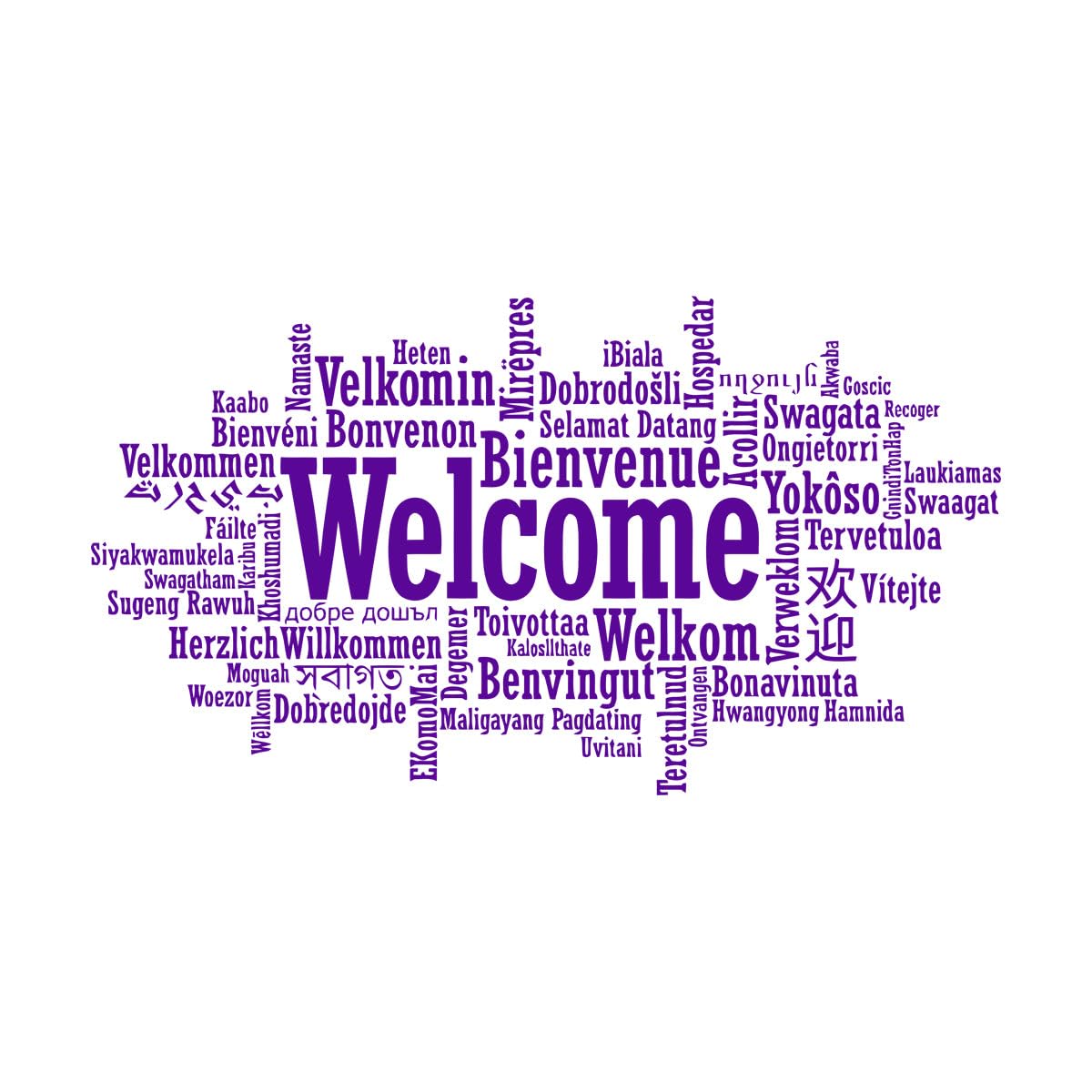 Lzhouting Wall Stickers 6479 Welcome Language Sign Wall Decal Office Business Shop Decor Welcome In Many Languages Vinyl Sticker Welcome Sign Wall Art Extra Large - 75X136cm
