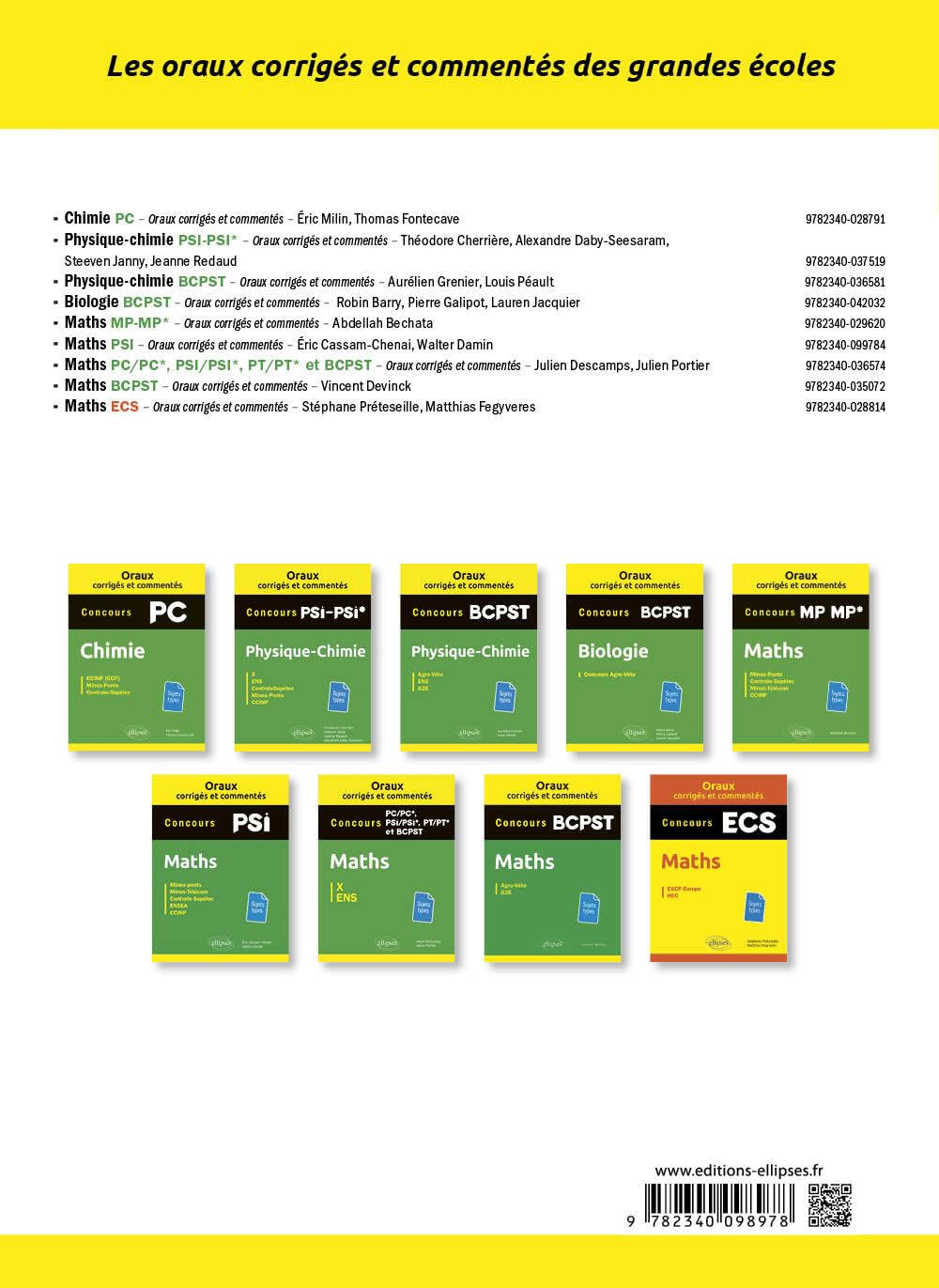 Maths Concours PC-PC*: ENS, X-ESPCI, Mines, Centrale, Mines-Télécom, CCINP (CCP)