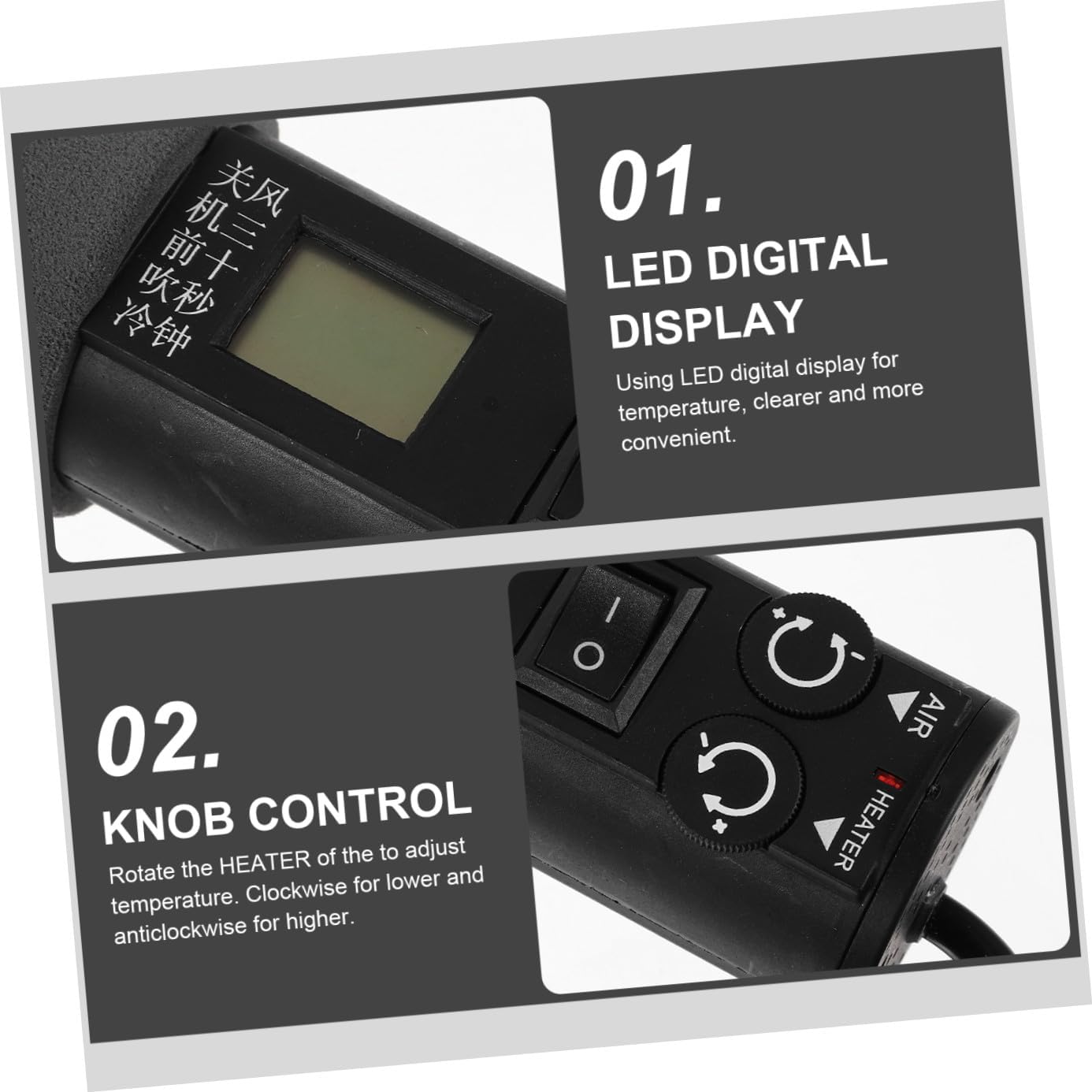 110v Portable Heat Gun Soldering Station Nozzles Kit Lcd Temperature Control Us Plug