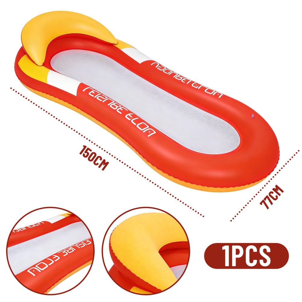Colchoneta Hinchable 4 En 1 Para Piscina - Hamaca, Flotador, Tumbona Y Silla Deportiva | Naranja 110x80 Cm