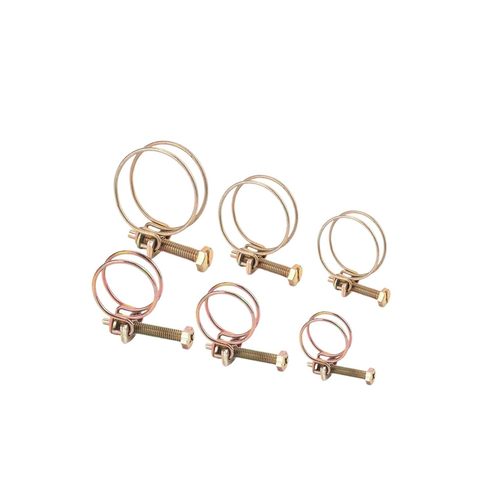 Doppeldraht-Schlauchschellen, 10 Stück, verstellbare Rohrschellen, Doppeldraht-Schlauchschellen, Sanitärbefestigung, Hardware, 12 Größen (18–22 mm)
