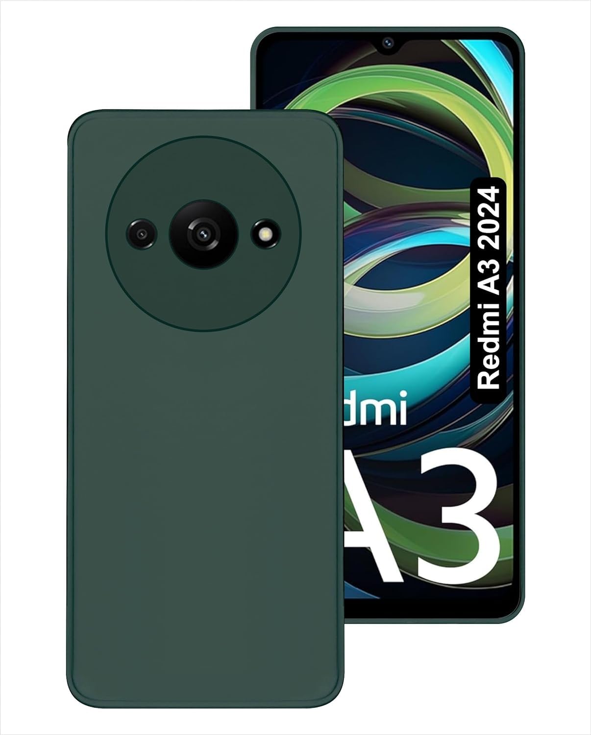 Zubitech Case for Xiaomi Redmi A3 Soft TPU Silicone Cover Lightweight Shock Protective Cover with Camera Protection Designed for Redmi A3 (Green)