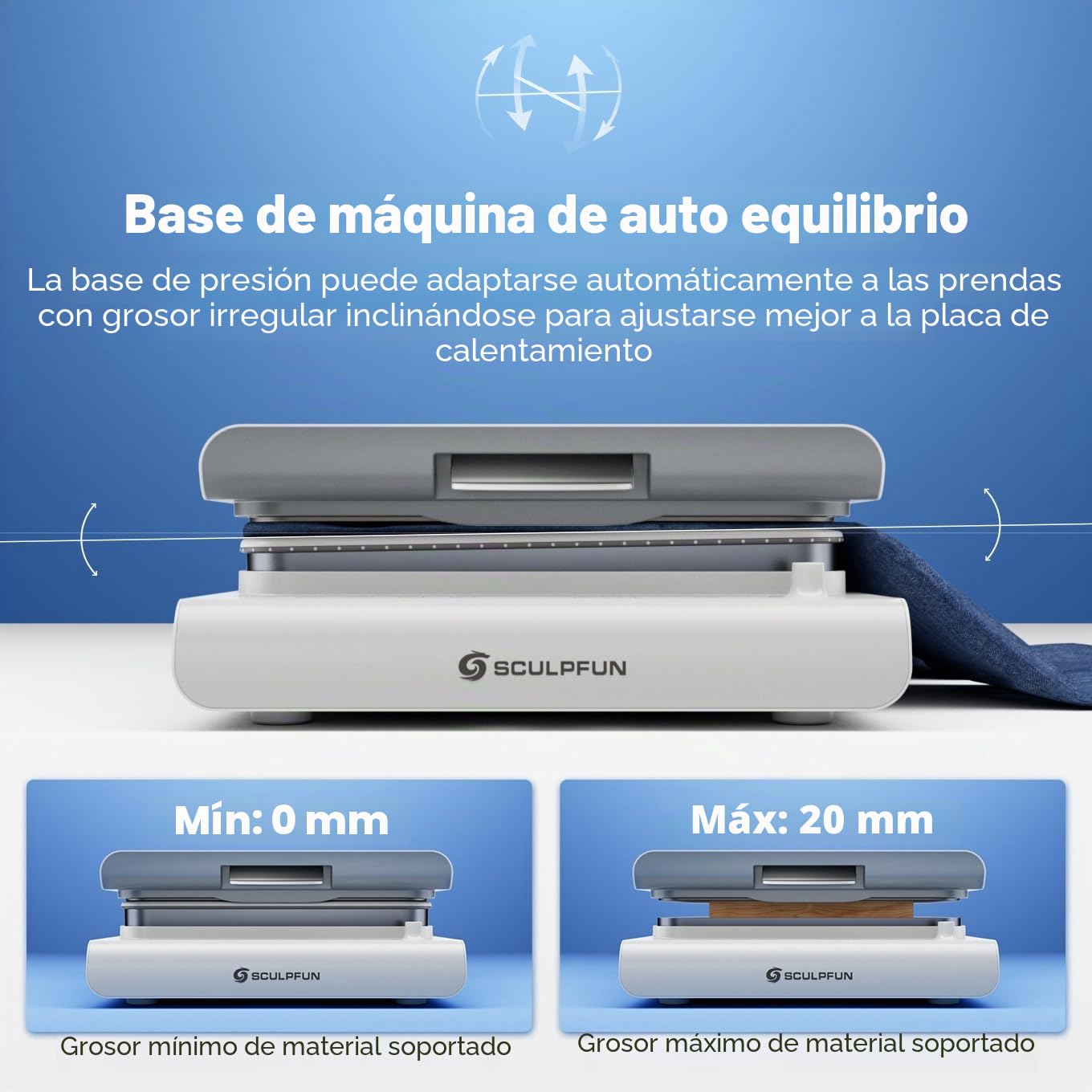 SCULPFUN H1 Prensa Termica Automática, Prensa de Calor con Pantalla LED Digital, Control De Temperatura, Presión Ajustable de 3 Niveles, 38x38cm Impresora DTF Textil, Camisetas DIY, Vinilo