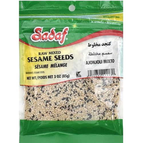 Sadaf Sesame Seeds - Mixed Sesame Seeds for Cooking and Food Seasoning - Black & White Sesame Seeds - Semillas de Ajonjoli - Middle Eastern Cuisine