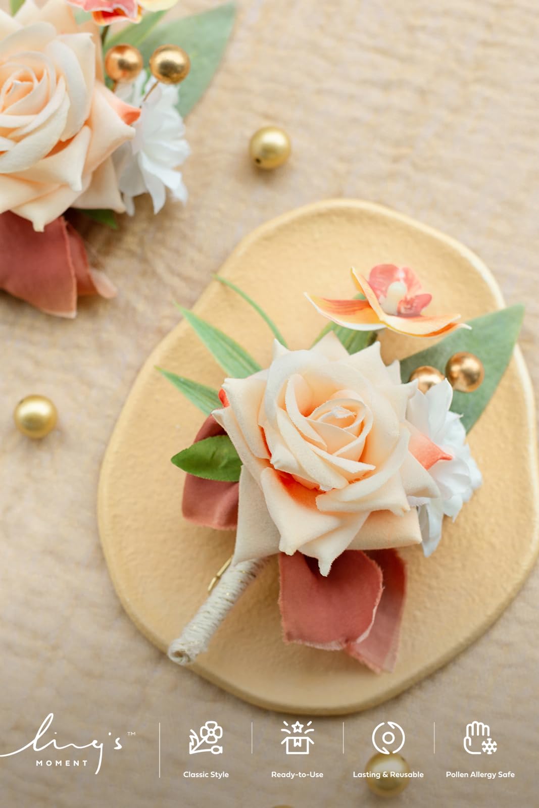 Ling's moment Boutonniere for Men 2pcs Groom Groomsmen Guest Boutonniere, Artificial Flowers for Wedding/Prom/Homecoming - Image 4