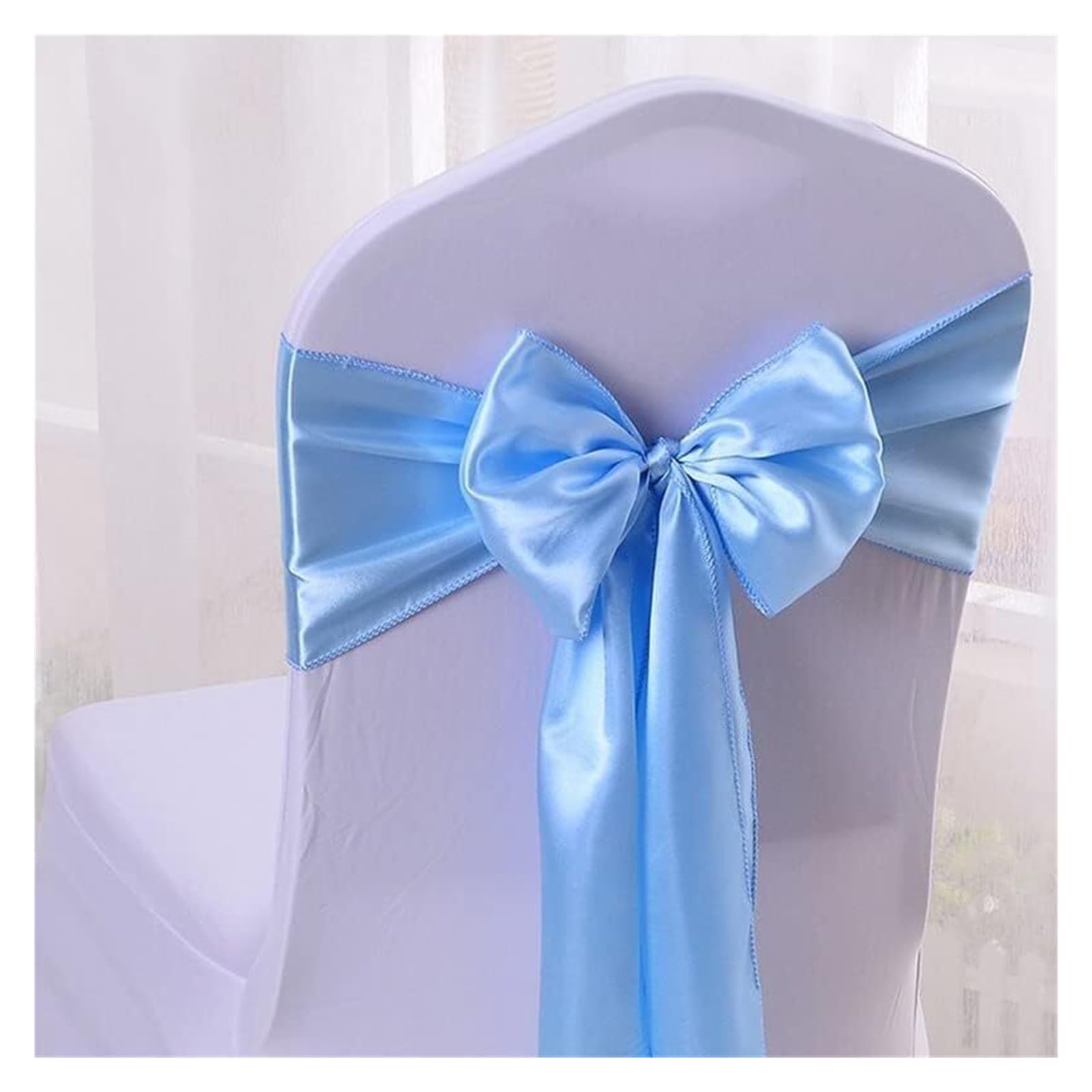 Fasce per sedie, 1 Pezzo di Raso for Sedia con Fiocco, da Matrimonio, Decorazione Nodo, Cravatte a Farfalla Fai Te for Feste, Eventi, Banchetti in Hotel(Sky Blue)