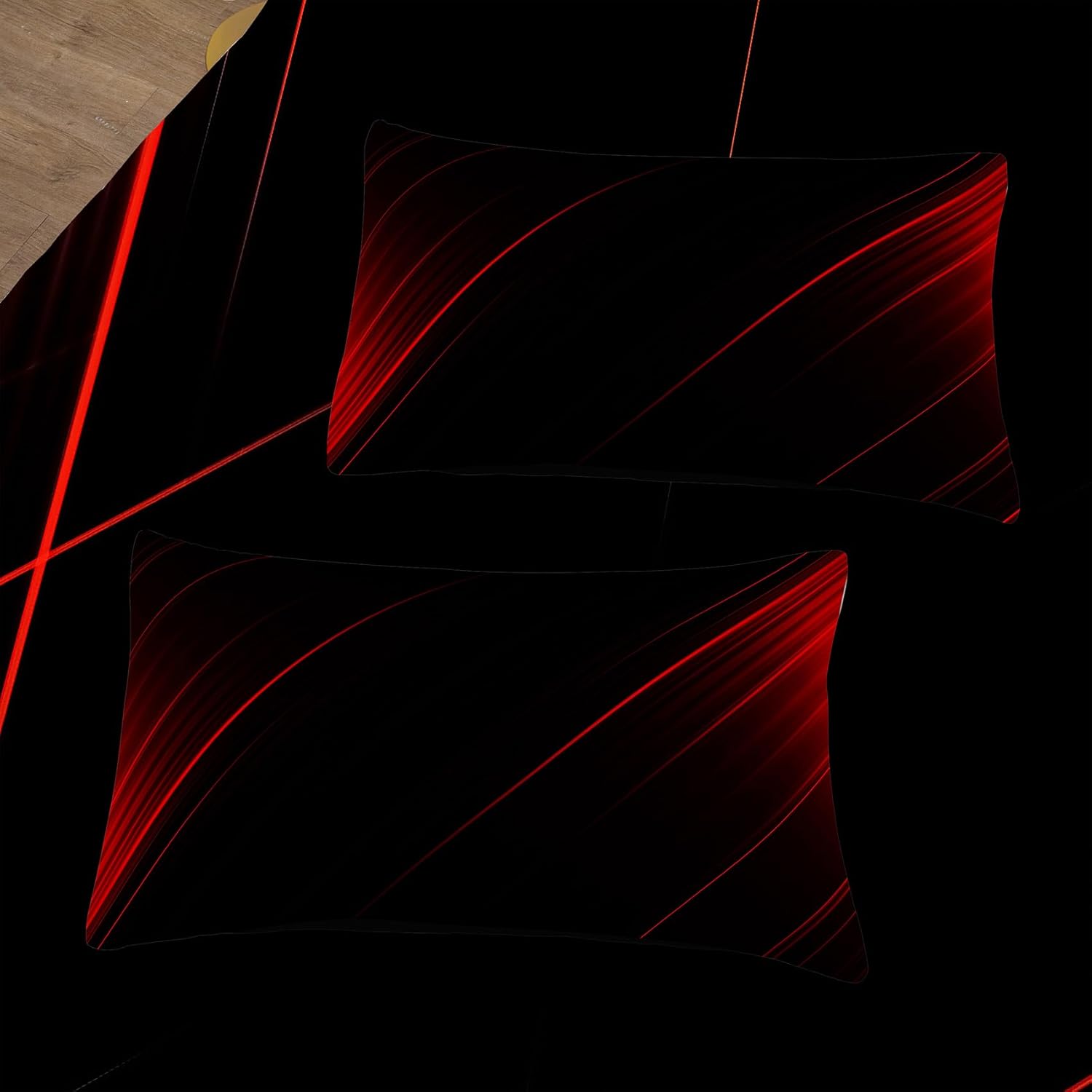 Tailor Shop Abstract Red and Black Comforter Sets Queen Size Black and Red for Kids Teens Modern Art Bedding Sets with 1 Comforter and 2 Pillowcase……