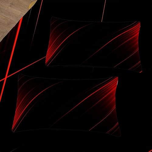 Miniatura 4 de Tailor Shop Juego de edredón abstracto rojo y negro, tamaño Queen, negro y rojo, para niños, adolescentes, juegos de ropa de cama de arte moderno