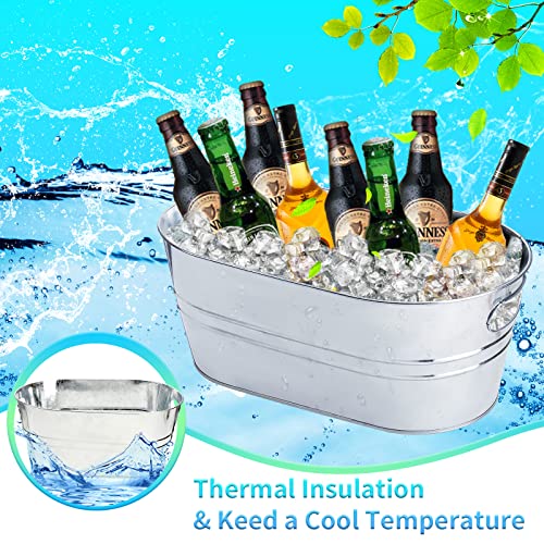 4 Pieces Ice Bucket With Ice Scoops And Tongs, 4 Gallon Metal Ice Buckets For Parties, Galvanized Tub Beverage Tubs For Beer Wine Champagne Drink, Perfect For Farmhouse Rustic Home Bar Party #TOP5