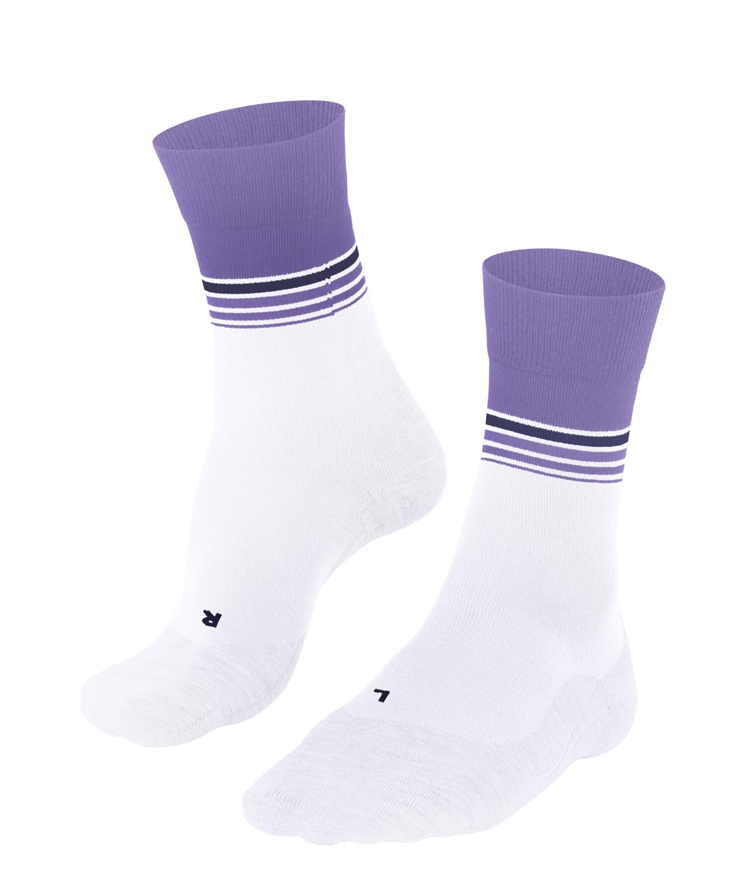 FALKE Women's RU4 Endurance Cool W So Functional Yarn Anti-Blister 1 Pair Running Socks, White 2002 Stripe, 7-8