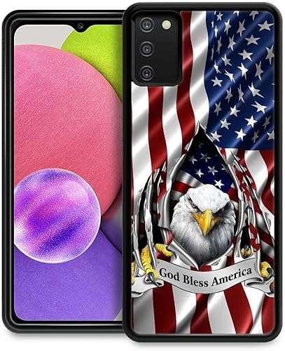 Funda compatible con Samsung Galaxy A03S, diseño de bandera estadounidense, águila y Galaxy A03S, antiarañazos, a prueba de golpes, de 6.5 pulgadas