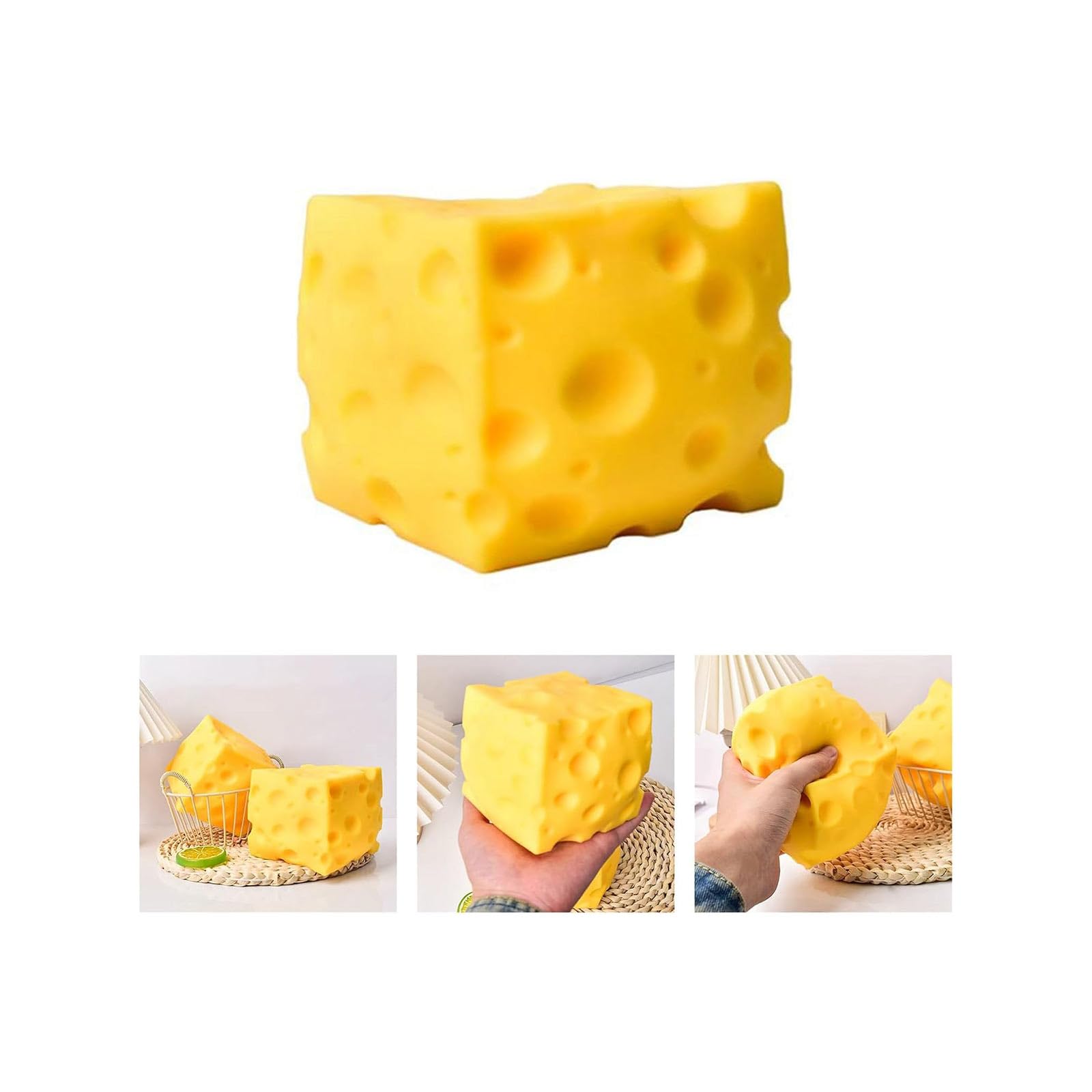 Big Cheese Squishy, Giant Squishy Cheese Block, Jumbo Squeeze Cheeses, Yellow Rebounding SquishyCheesess, Soft Novelty Toy for Adults (5cm)