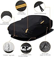 Vista 5 de NEVERLAND Funda para Coche Sedán Impermeable Resistente Protección Todo Clima Nieve Anti-UV Resistente al Viento Exterior Funda Completa para Coche
