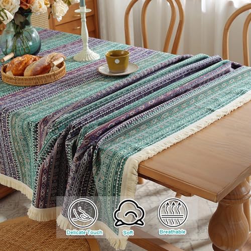Nappe jacquard texturée en lin style bohème rectangulaire 140 - 3