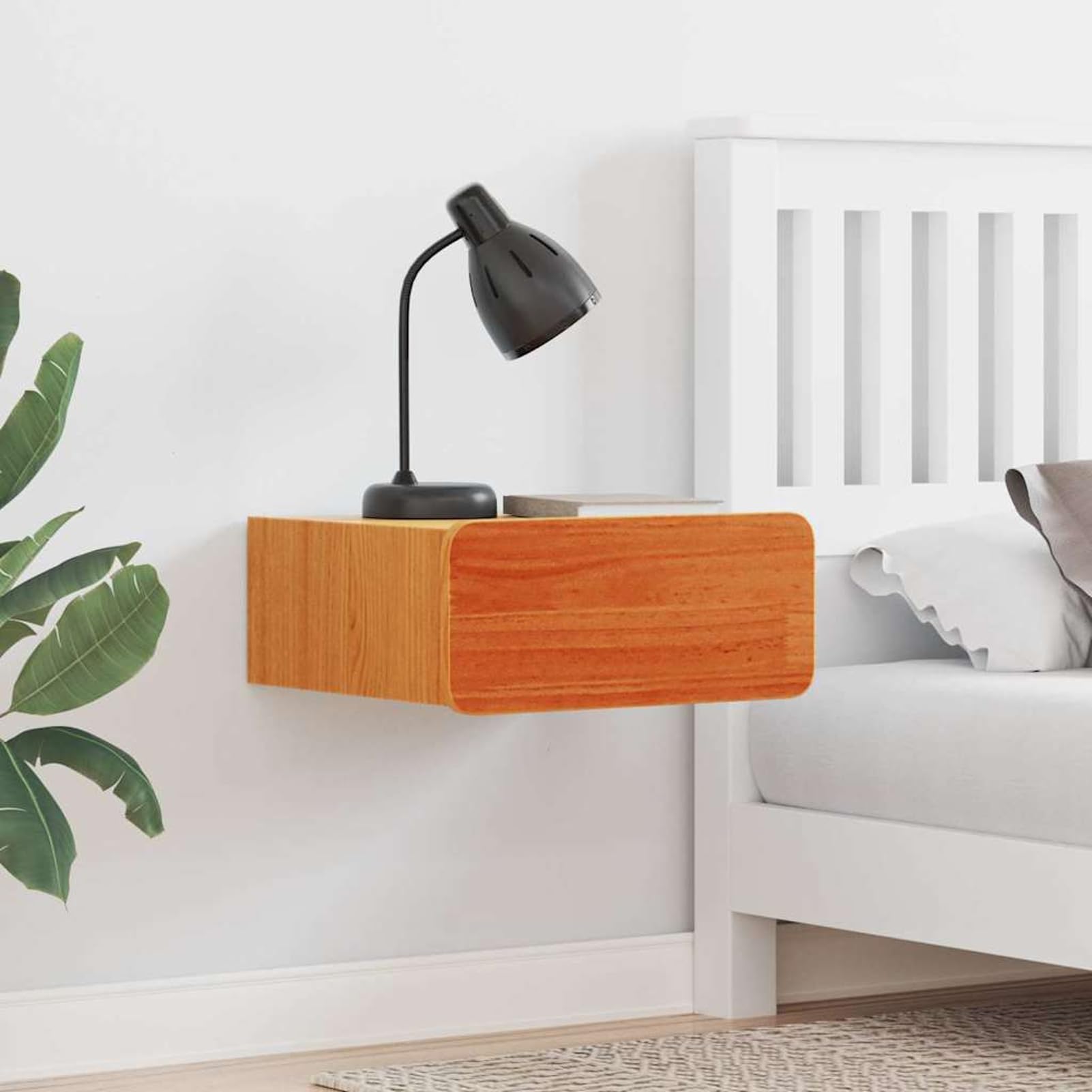 Homgoday Comodino Cera Marrone 39 x 34 x 16.5 cm Legno di Pino massello