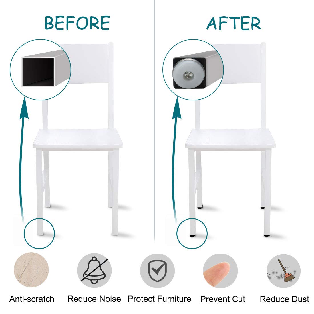 uxcell Adjustable Leveling Feet 25 x 25mm Inserts Furniture Table Glide 4 Pcs — view 4