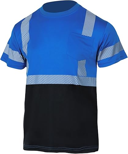 VENDACE Hi Vis - Camisas de seguridad reflectantes para hombre, ANSI Clase 2, alta visibilidad, para trabajos de construcción (azul real, XL)