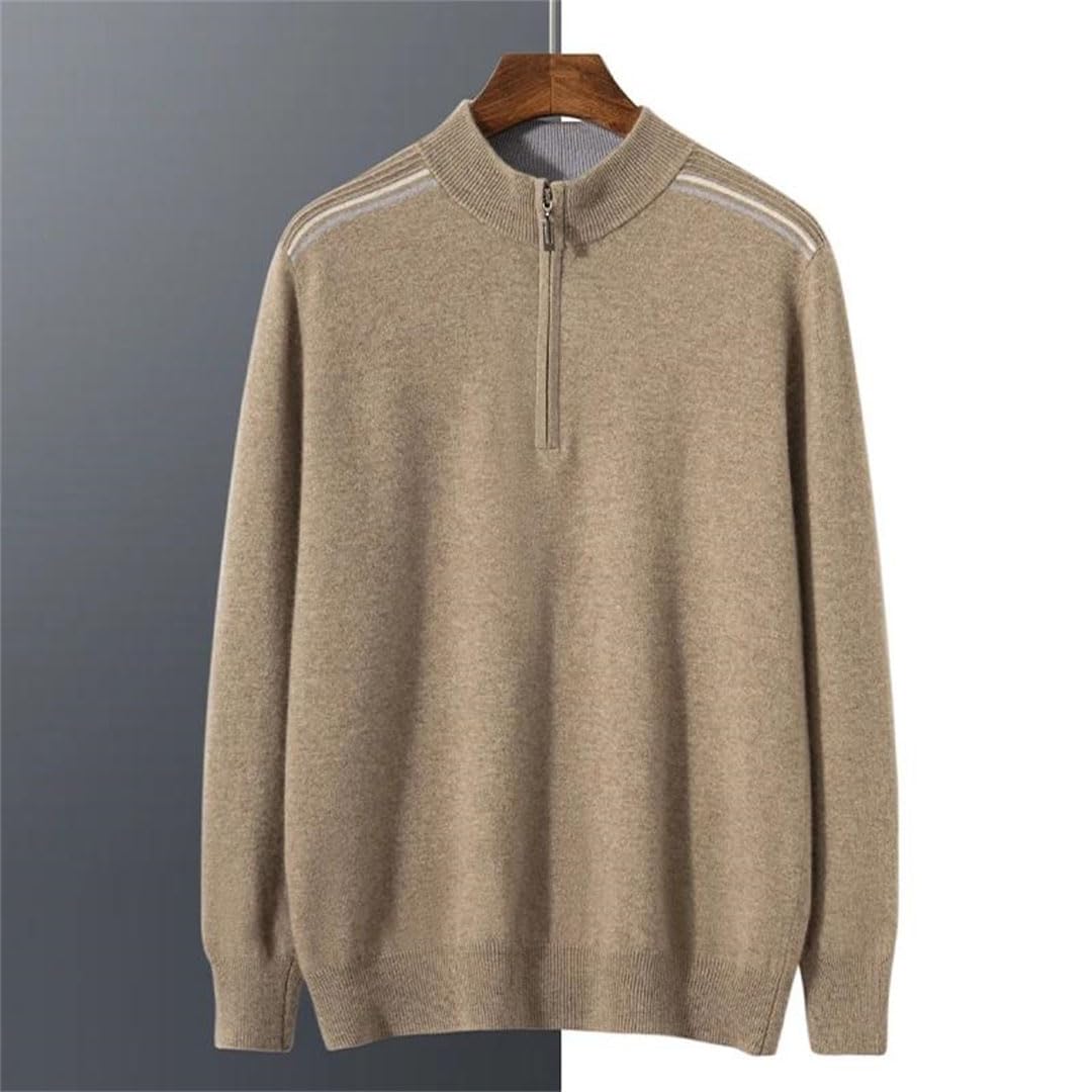 Autumn Winter Cashmere Sweater Men's Standing Collar Pullover Casual Business Oversized Shirt Knitted Shirt Top Black