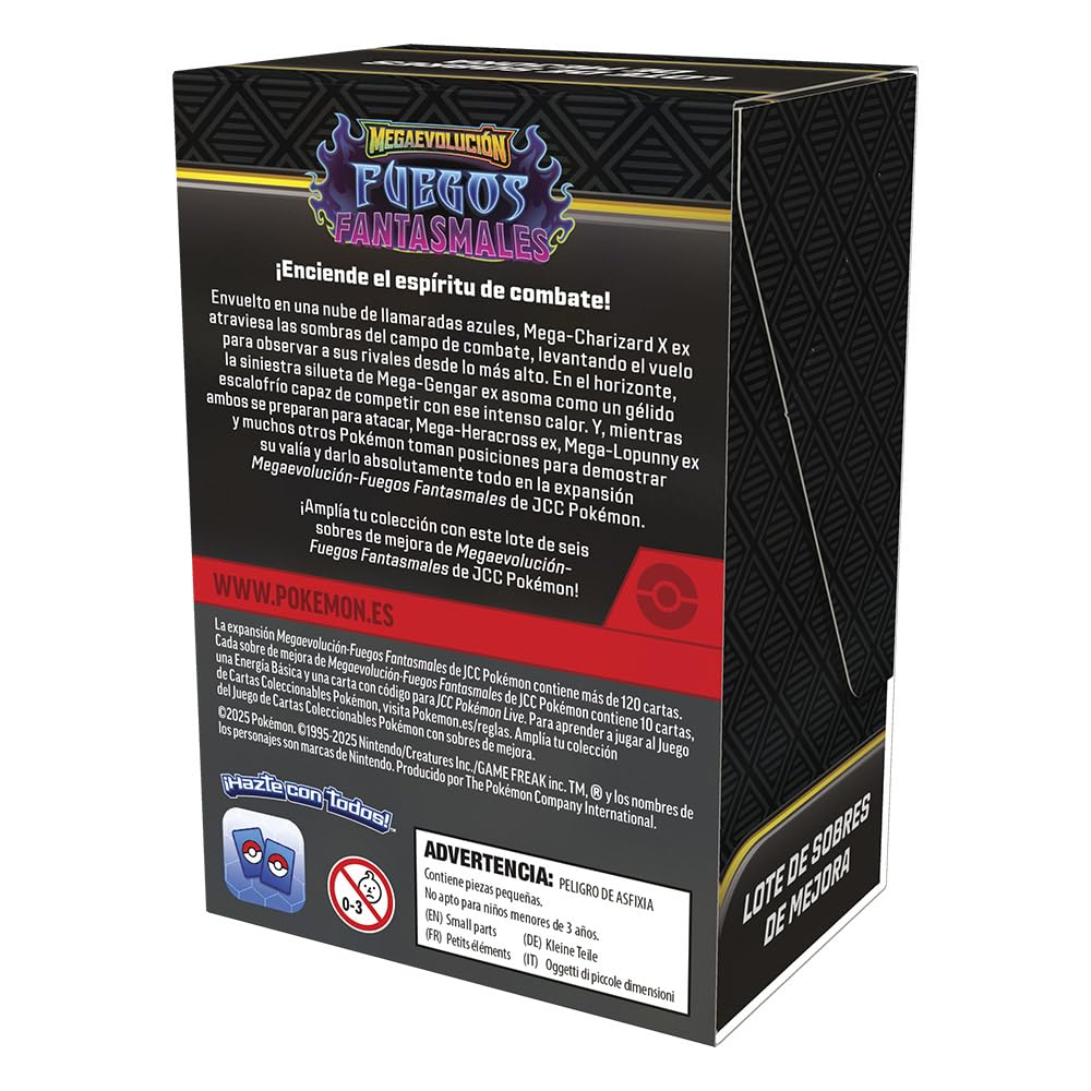 Pokémon: Lote de Sobres de Mejora de Megaevolución-Fuegos Fantasmales de JCC Pokémon (6 Sobres de Mejora)