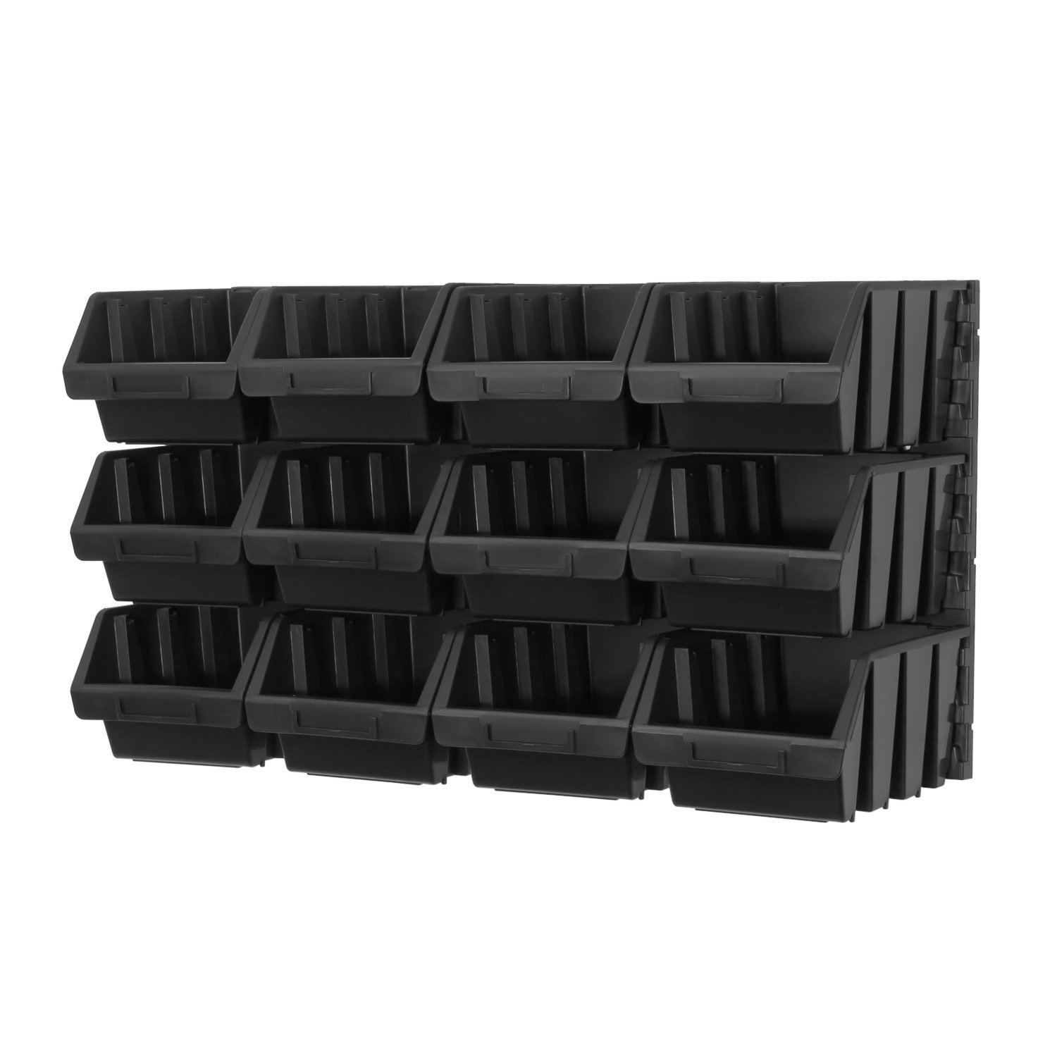Prosperplast 14 teiliges Wandregal Lagerregal Regale inkl. Stapelboxen Gr. 3 schwarz Werkstatt