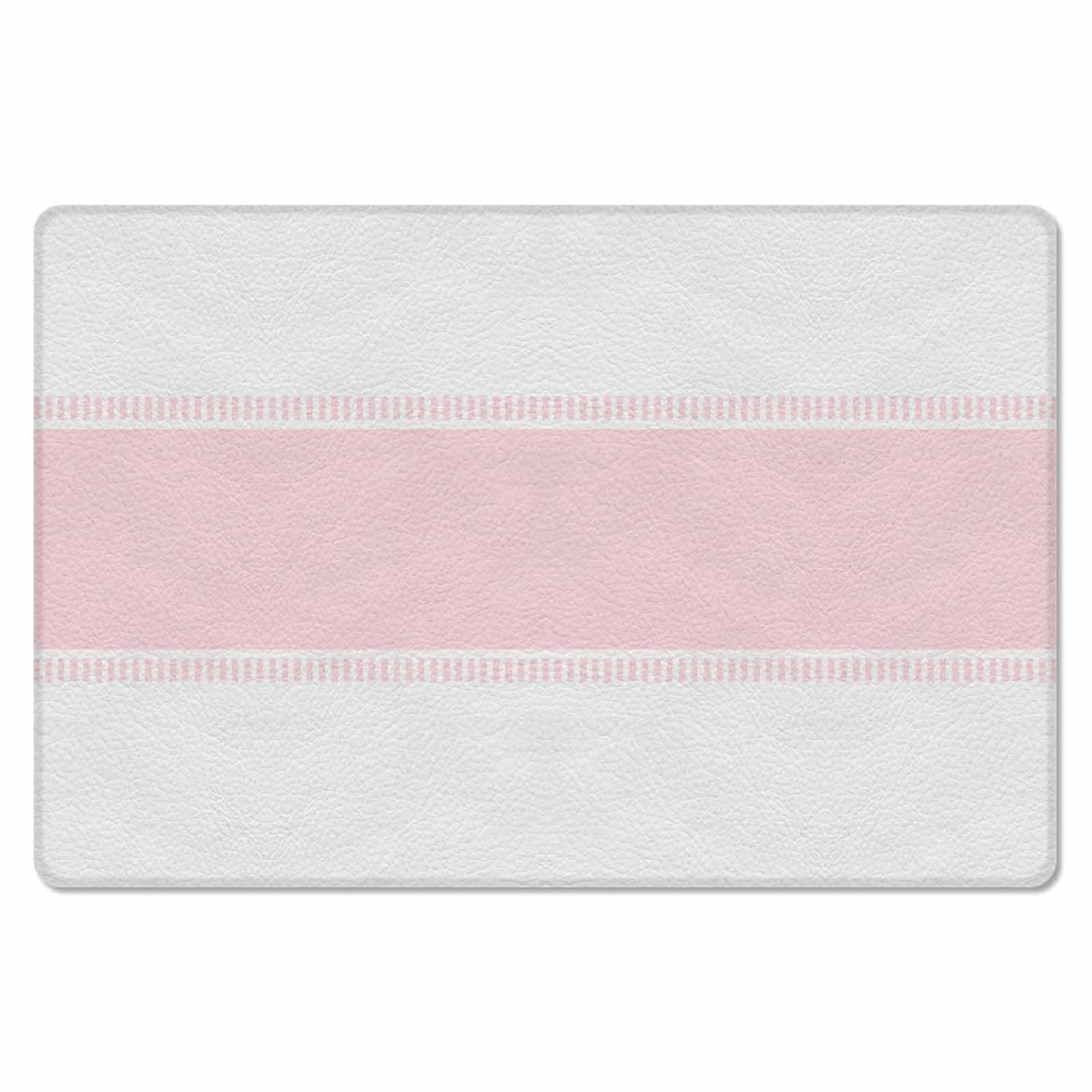 Valentines Day Kitchen Bath Door Mat Cushioned Runner Rug,Washable Welcome Floor Sink Antifatigue Mat,Waterproof & Non-Slip Comfort Standing Doormat,Minimalist Pink Stripes Solid Color 20