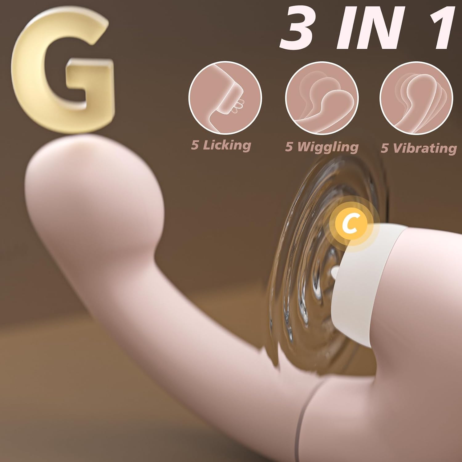 Triple Tech 3-in-1 Women Vibrator with Changeable Heads – 5 Licking, 5 Vibration & 5 Wiggling Modes, Multi-Use Massager for Clitoris, Nipple, G-Spot & Anal, Quiet Rechargeable Sex Toys