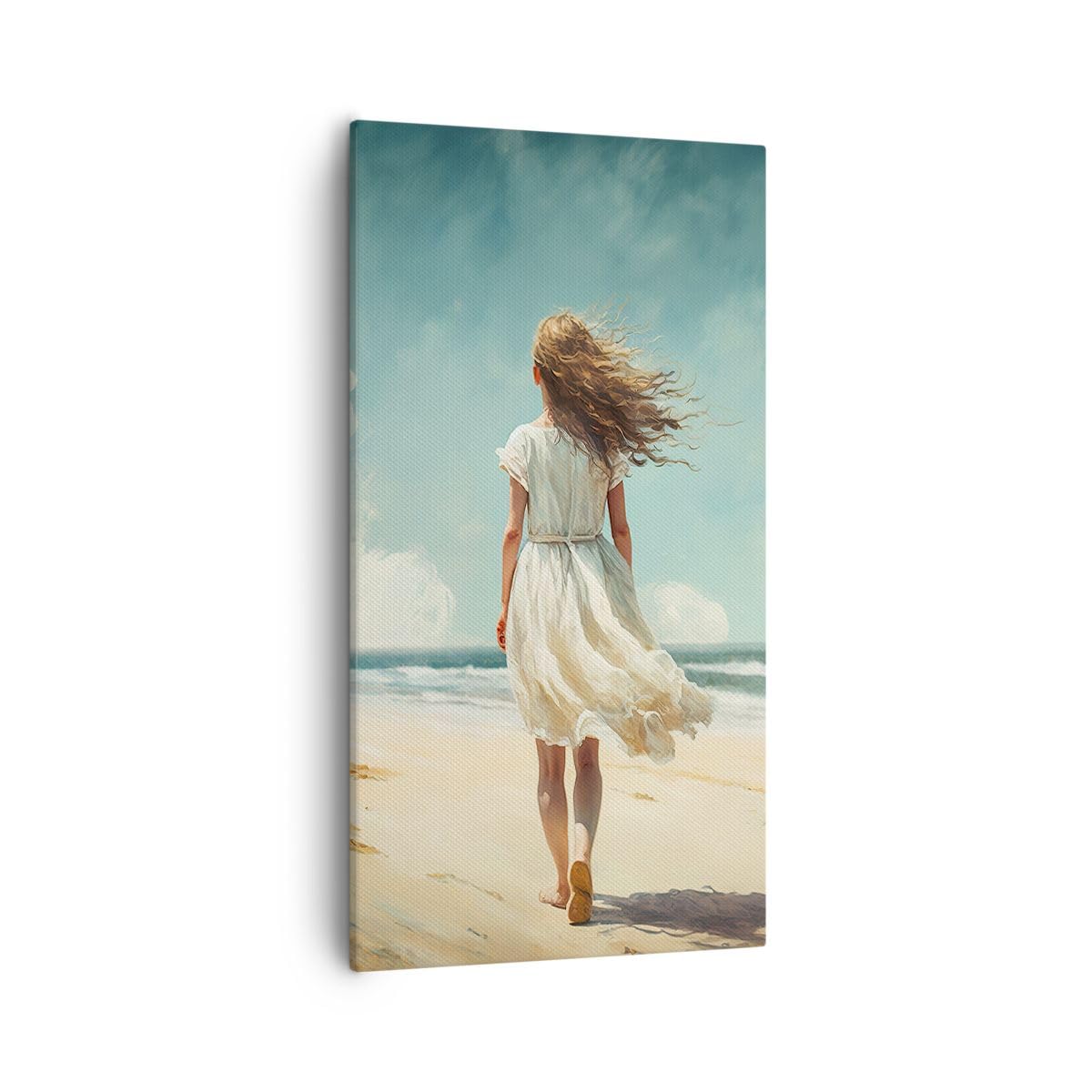 Lienzos decorativos 55x100cm Cuadro Sobre Lienzo Moderno Vertical Chica Playa Caminar Grande Dormitorio Cocina Cuadros Pared Imágenes Cuadros Decoracion Salon Wall Art Prints Decor PA55x100-6014