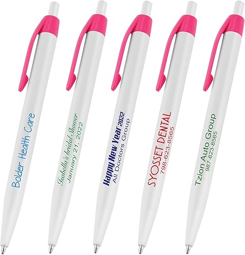 (300 bolígrafos rosados) impresos en Estados Unidos, bolígrafo de tinta de escritura personalizado, impreso con tu logotipo y texto