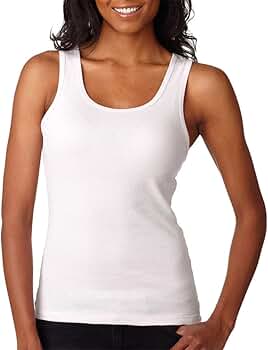 Bella Ladies Baby Rib 100% Cotton Tank Top. 1080 - White